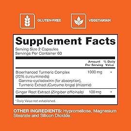 Qunol Turmeric and Ginger Capsules, 1000mg Turmeric Supplement, Ultra High Absorption to Support Joint Health, 1 Doctor Recommended Form of Turmeric Curcumin, 120 Count (Pack of 1)