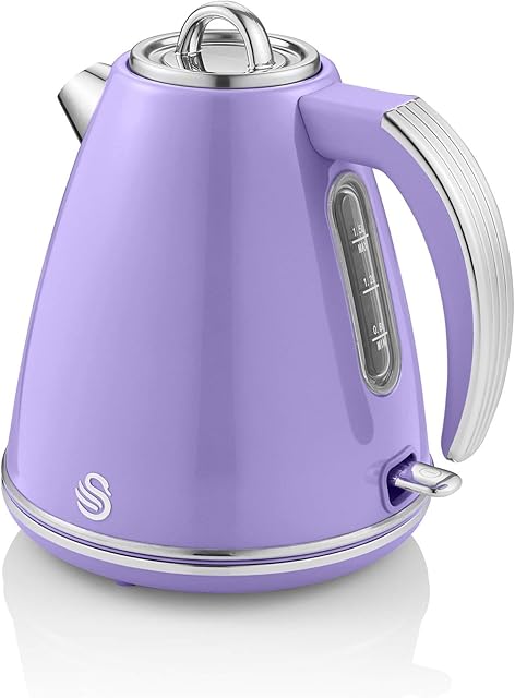 Swan Retro 1.5 Litre Jug Kettle, Purple, with 360 Degree Rotational Base, 3KW Fast Boil, Easy Pour, SK19020PURN