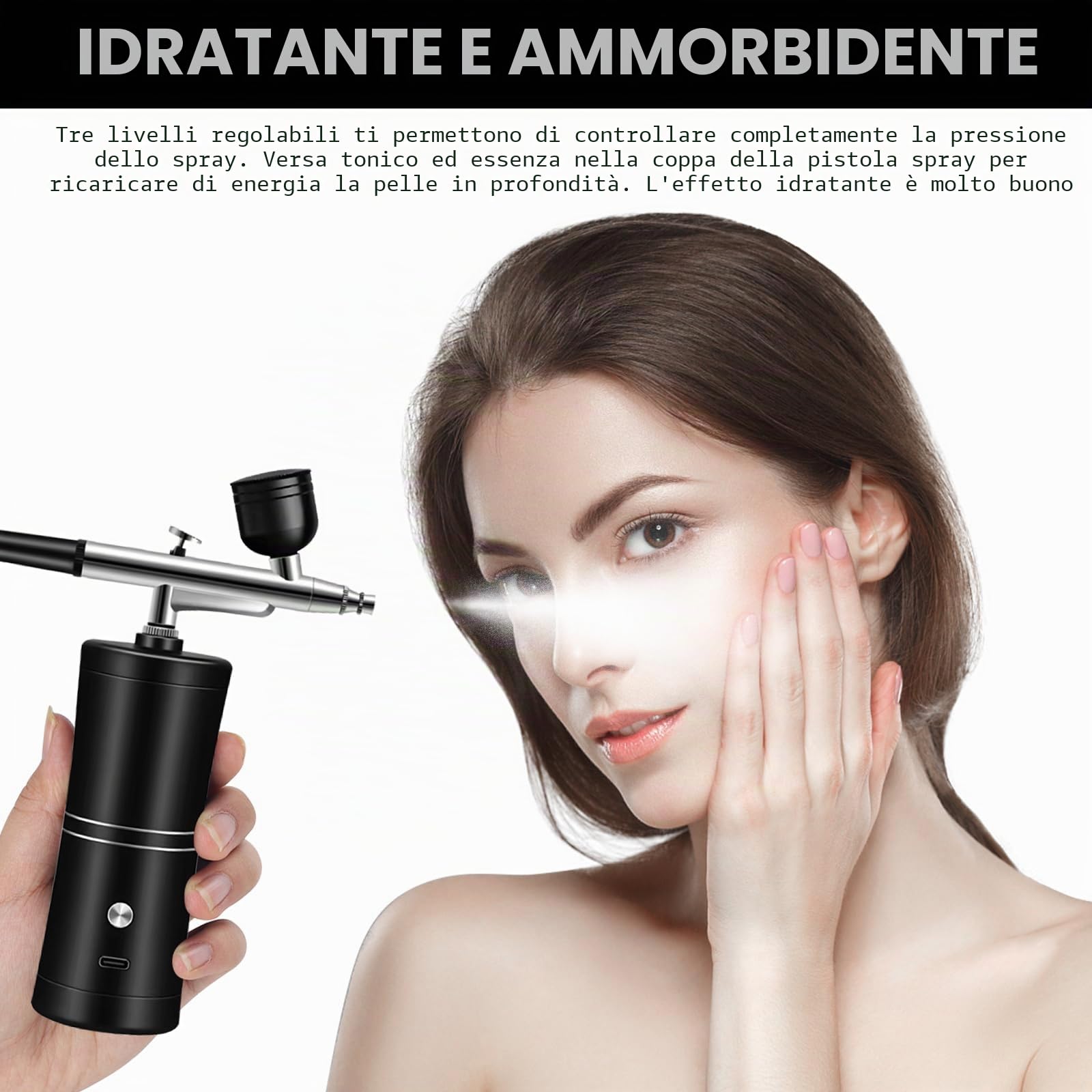 Kit Aerografo Multi Funzioni con Compressore: Kit Aerografo Senza Fili con Compressore d'aria, Spazzola ad Aria Ricaricabile per Nail Art, Decorazione di Torte, Modellazione di Tatuaggi (Nero)