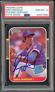 1987 Donruss Rated Rookie Greg Maddux Cubs On Card PSA/DNA Auto GEM MINT 10 - Baseball Slabbed Autographed Cards