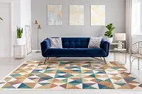 Tapete Aurora Retangular de 100X140 cm, Cor Azul, Verde e Bege, Edantex.