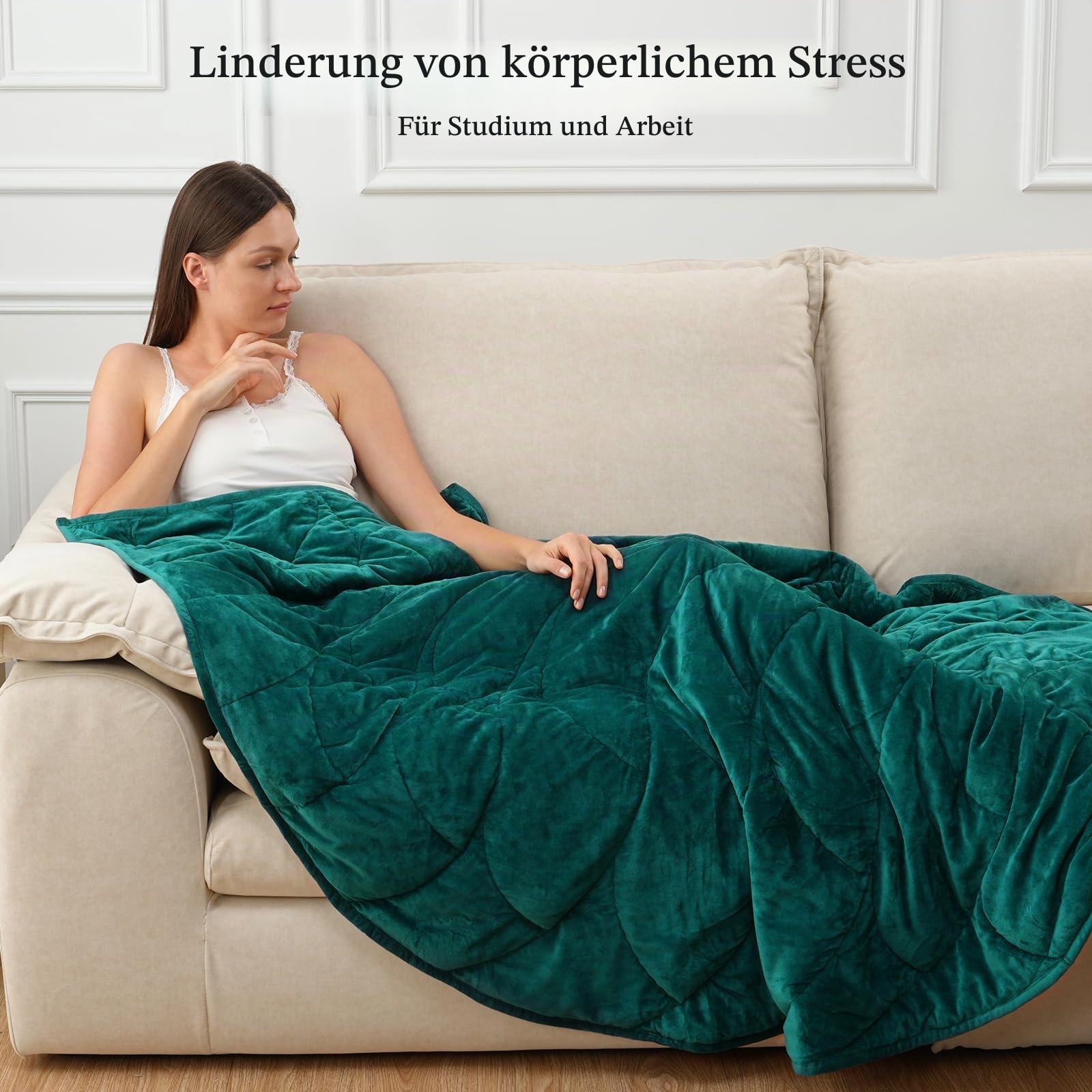 Kaisa Gewichtete Decke 4,5 kg 152,4 x 198,1 cm Queen-Size mit Glasperlen maschinenwaschbar Grün
