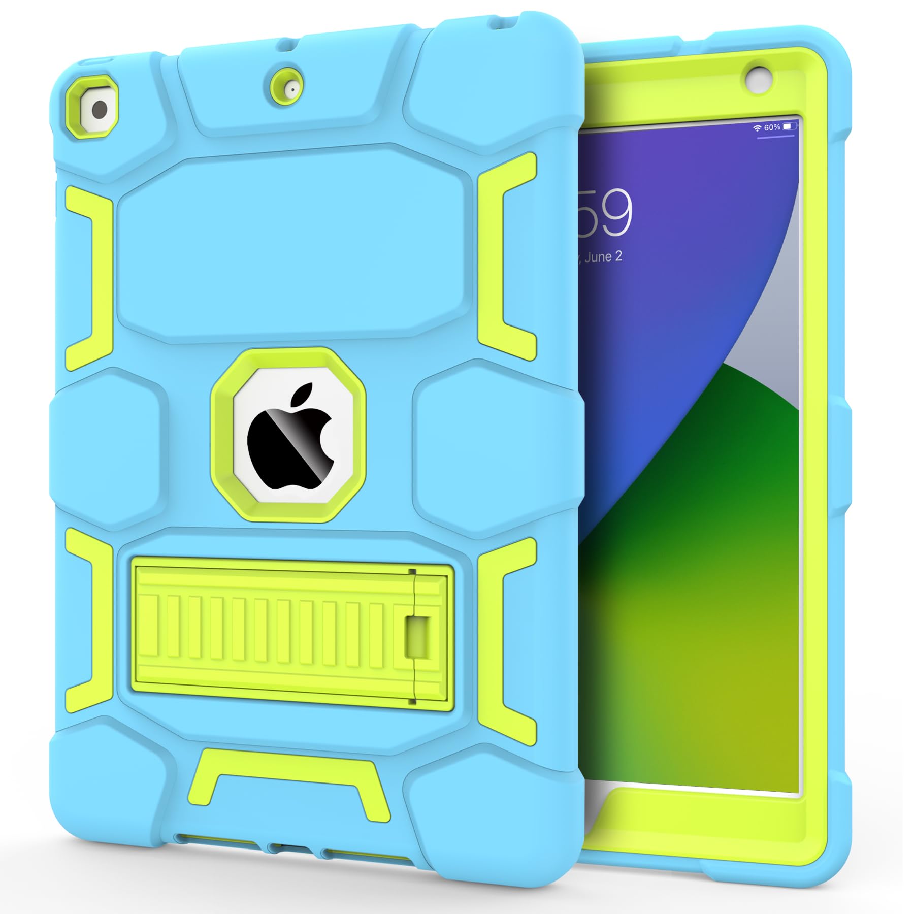 CCMAO for iPad 9th/8th/7th Generation 10.2 Inch Case 2021/2020/2019, with Kickstand, Heavy Duty Shockproof Hybrid Three Layer Protective Cover,Blue+