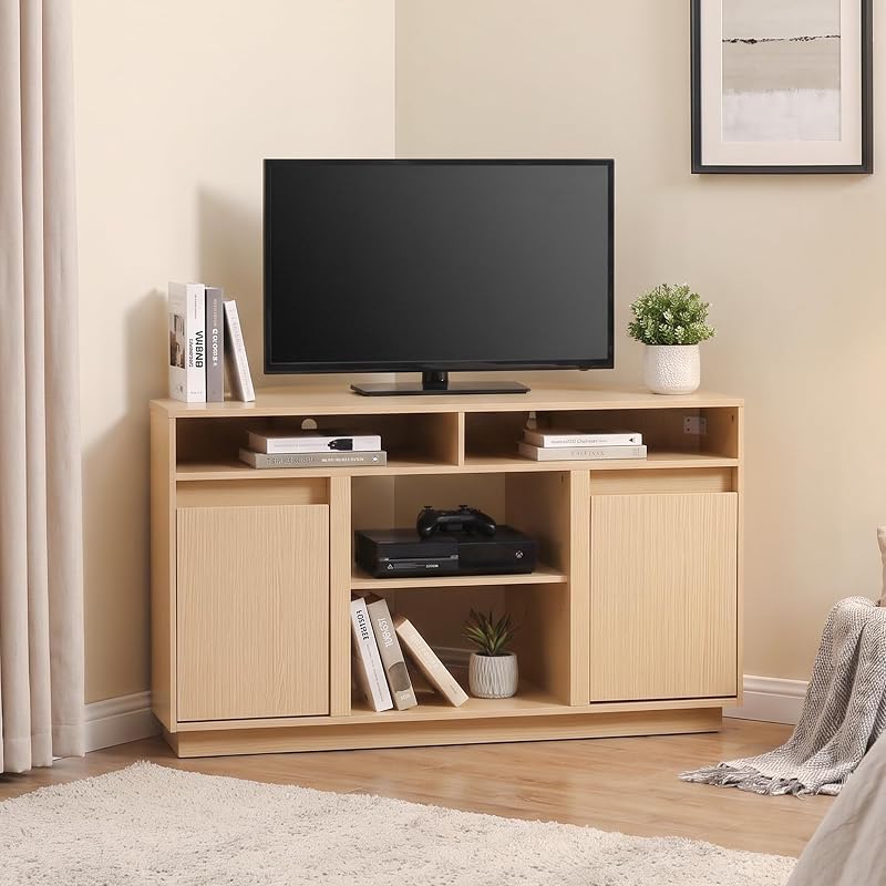47" Corner TV Stand for TVs up to 55 Inch, Mid Century Entertainment Center image 5