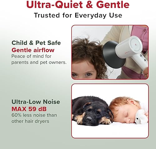 Miniatura 8 de Secador de pelo iónico con difusor para cabello rizado, ondulado, profesional de alta velocidad, sin escobillas, para secado rápido, bajo ruido,