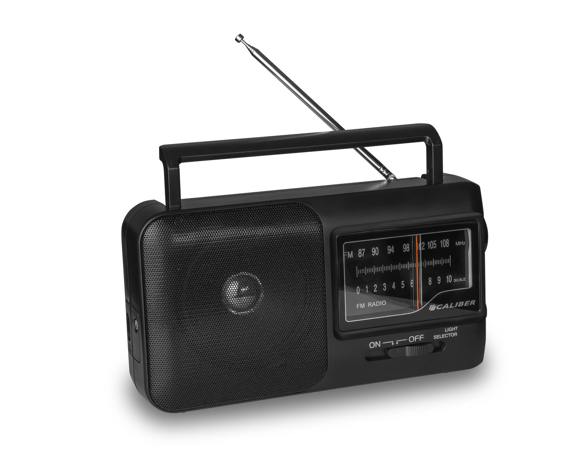 Caliber Radio Retro FM na baterie – Przenośne radio w stylu vintage z wejściem na słuchawki, odbiór FM, uchwyt i antena teleskopową do domu, na zewnątrz i na kemping