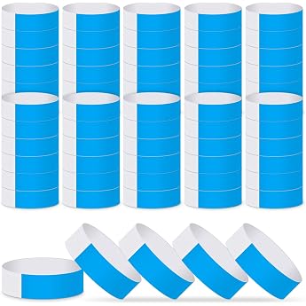 ASTARON Entrance Wristbands Pack of 200 Blue Entrance Bands for Events Waterproof Festival Entrance Bands Event Paper Bracelets Party Wrist Strap for Parties Events Clubs Concerts