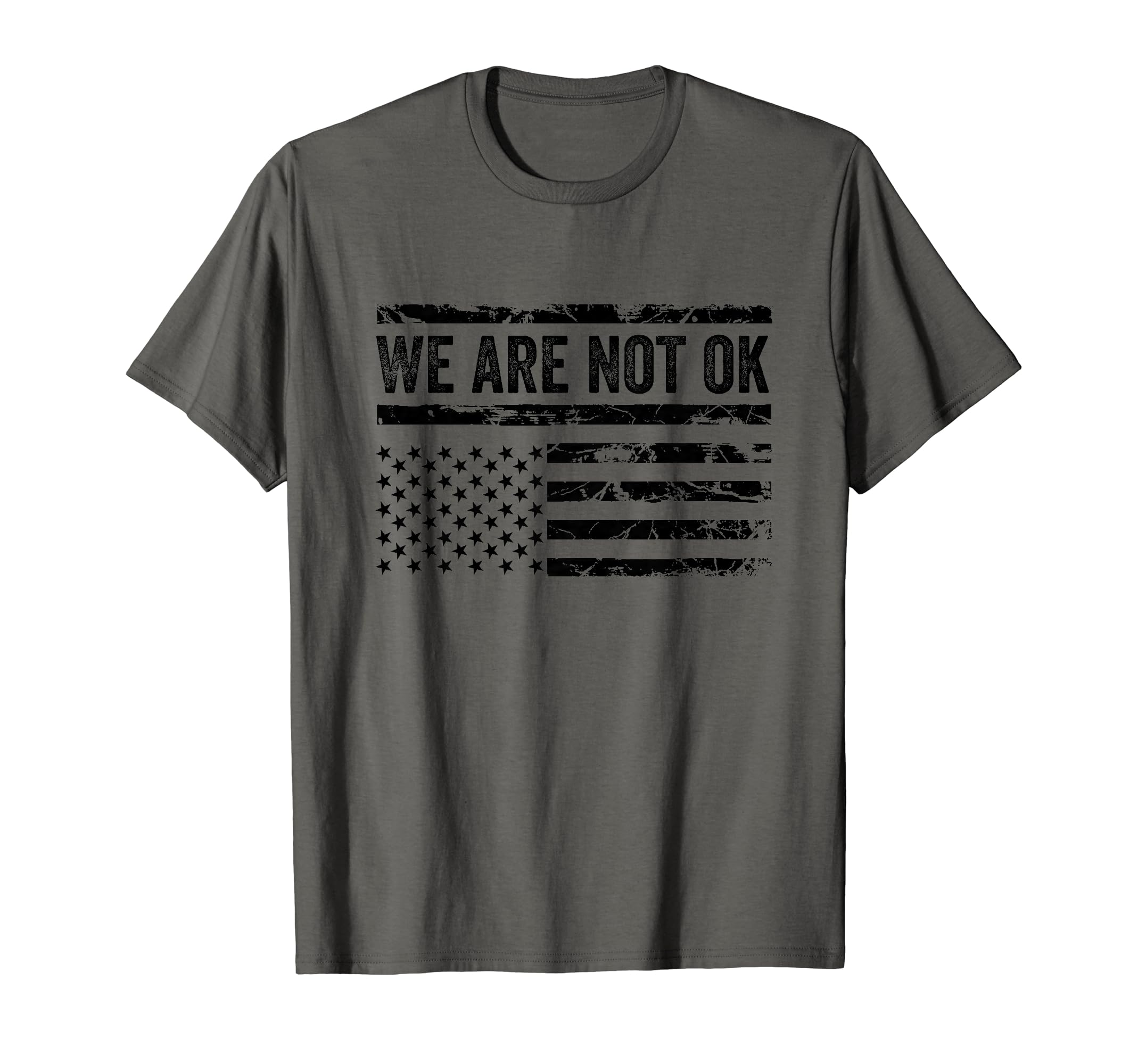 We Are Not Ok Upside Down American Flag USA T-Shirt for Women Men