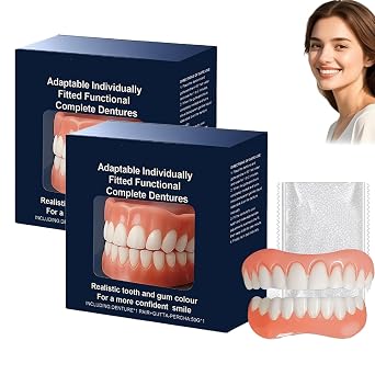 Rosopl Dentures, Rosopl Advanced Customised Full Denture Set, Soft Silicone Denture Reline Kit, Upper and Lower Dentures Reline Kit, Veneers Snap in Teeth, Comfortable 2pcs