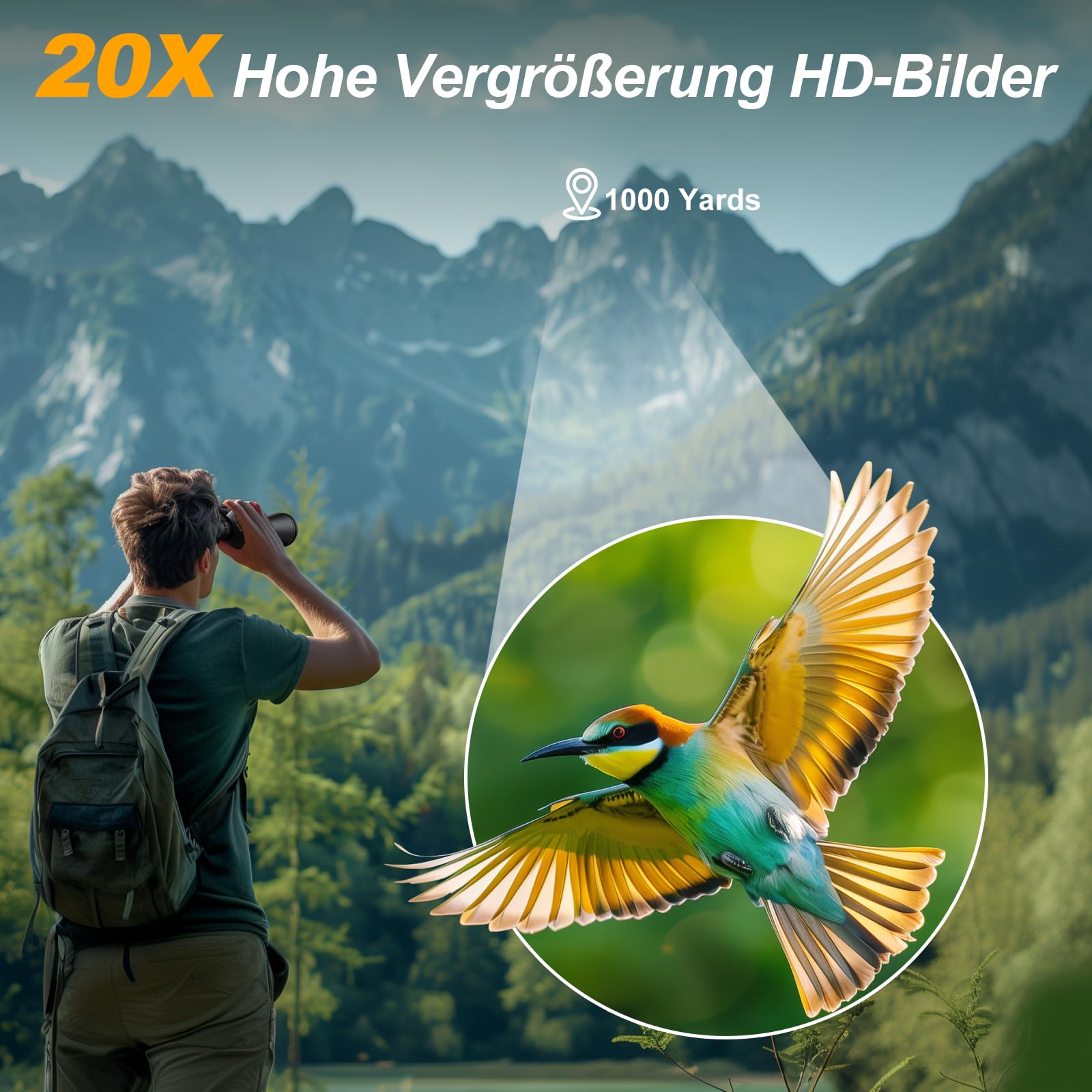 20x52 HD Fernglas für Erwachsene Jagd - Opaita Vogelbeobachtungs Ferngläser mit FMC-Objektiven - 26mm Großes Okular Clear View Fernglas - Profi Feldstecher für Wandern Kreuzfahrt Reisen