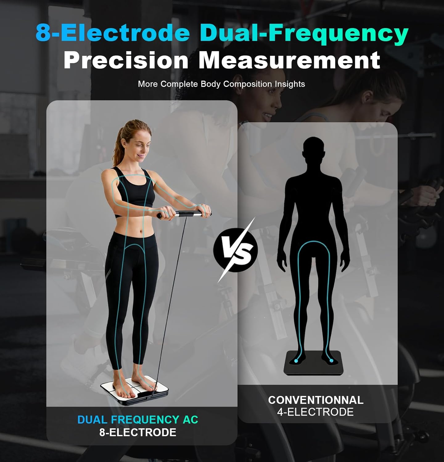 8-Electrode Smart Body Fat Scale with Handle, Full Body Composition Analyzer for Weight, BMI, Muscle Mass & Body Fat, Bluetooth Digital Bathroom Scale with 57 Body Metrics and High Accuracy