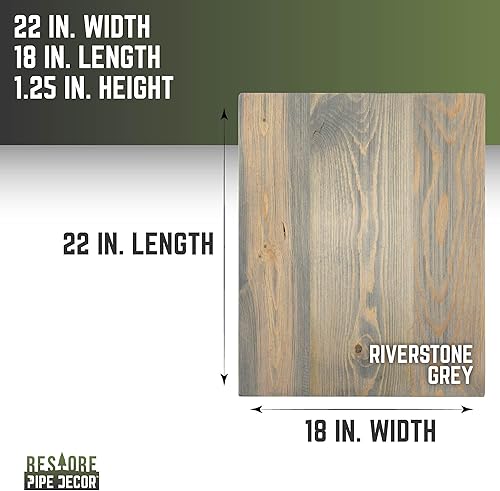 Miniatura 6 de PIPE DECOR Restore - Mesa auxiliar de madera maciza, 22 pulgadas x 18 pulgadas x 1.25 pulgadas, pino ponderosa recuperado en gris Riverstone