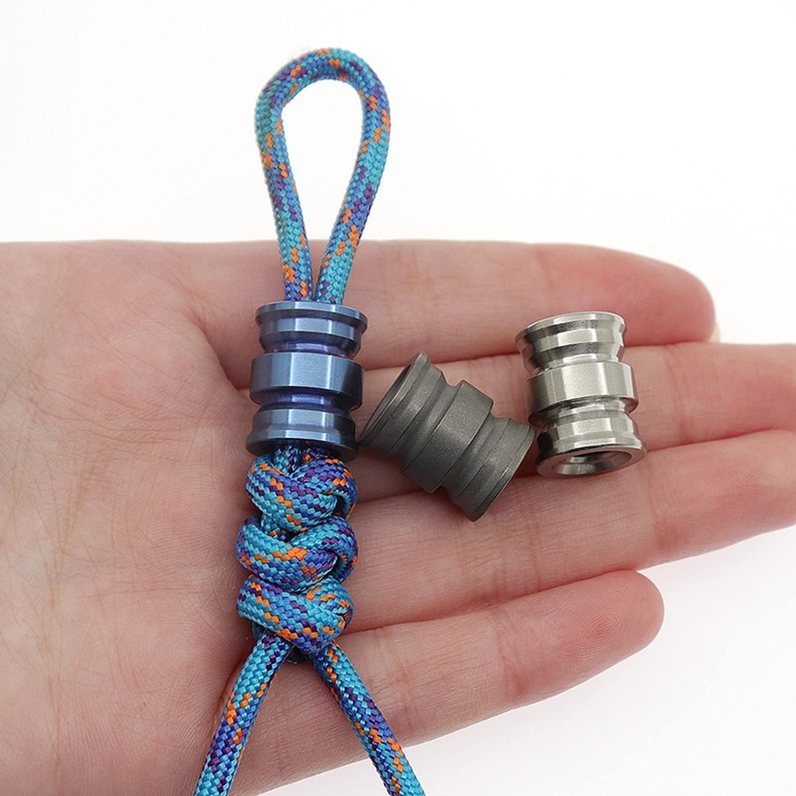Noir Titanium Alloy Paracord Perles Porte-clés DIY Pendentif Porte-clés Collier Lanyard Perles Accessoires - France