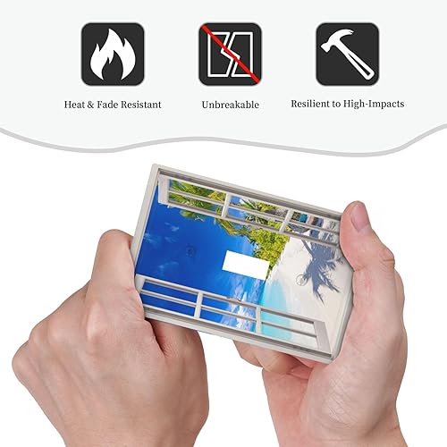 Miniatura 6 de Vista de ventana, isla tropical, playa, palmeras, cielo soleado, cubierta de interruptor de luz de palanca individual, placa decorativa de pared de