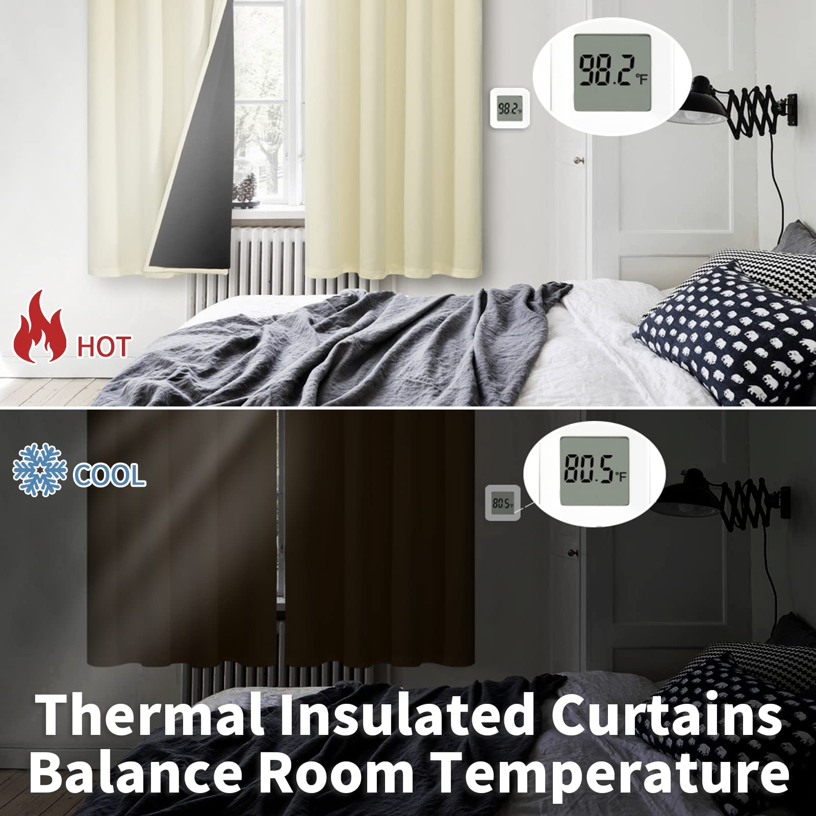 BGment Cream Blackout Curtains 95 Inches Long 2 Panels Set for Living Room, Thermal Insulated 100% Light Blocking Curtains & Drapes, Grommet Soundproof Curtains for Bedroom Window, Each 52 Wide