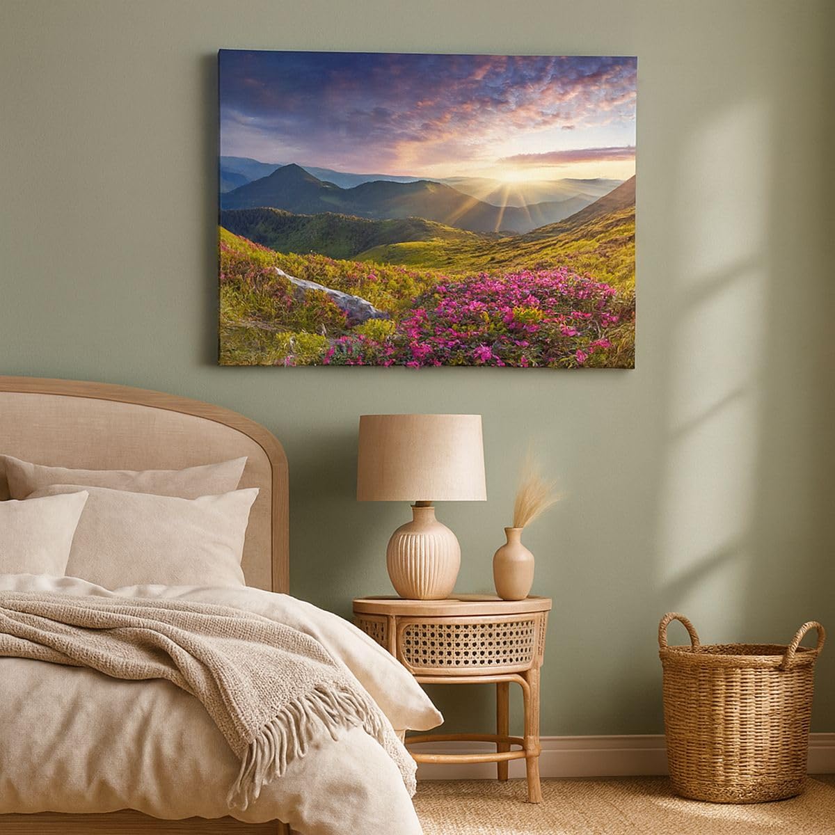 ARTTOR Bilder auf Leinwand 120x80cm Wandbild Landschaften Natur - 3152 | Gebirge Wiese Landschaft Groß XXL Wanddekoration Wohnzimmer Schlafzimmer Wanddeko Wand Kunstdruck Wandkunst Wall Decor ARTTOR