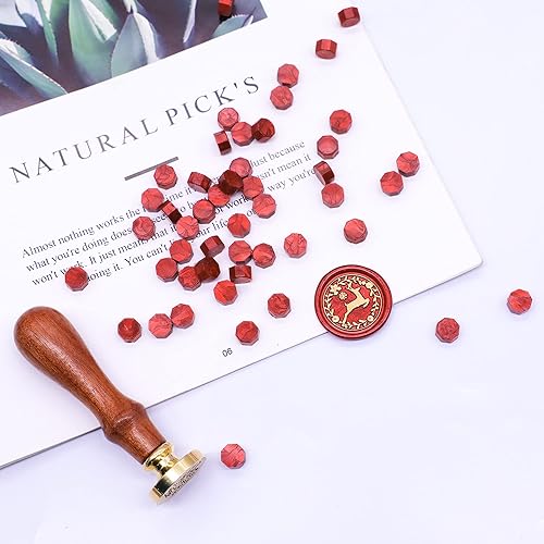 Miniatura 7 de SWANGSA Kit de 360 cuentas de cera de sellado dorado rojo verde plateado con 2 velas de té y 1 cuchara de fusión de cera para sello de cera (cera de