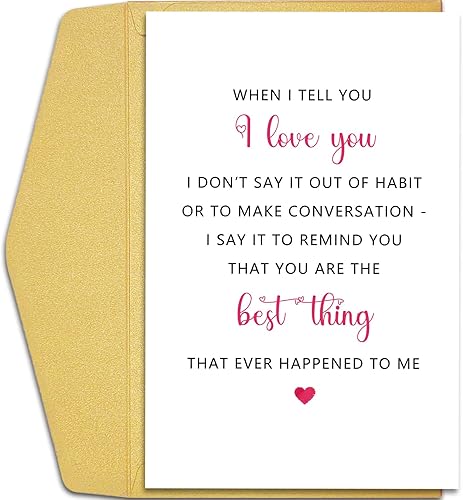 Qiliji Tarjeta del día de San Valentín para marido, novio, esposa, novia, bonita tarjeta de amor de poema para él y ella, tarjeta de aniversario,