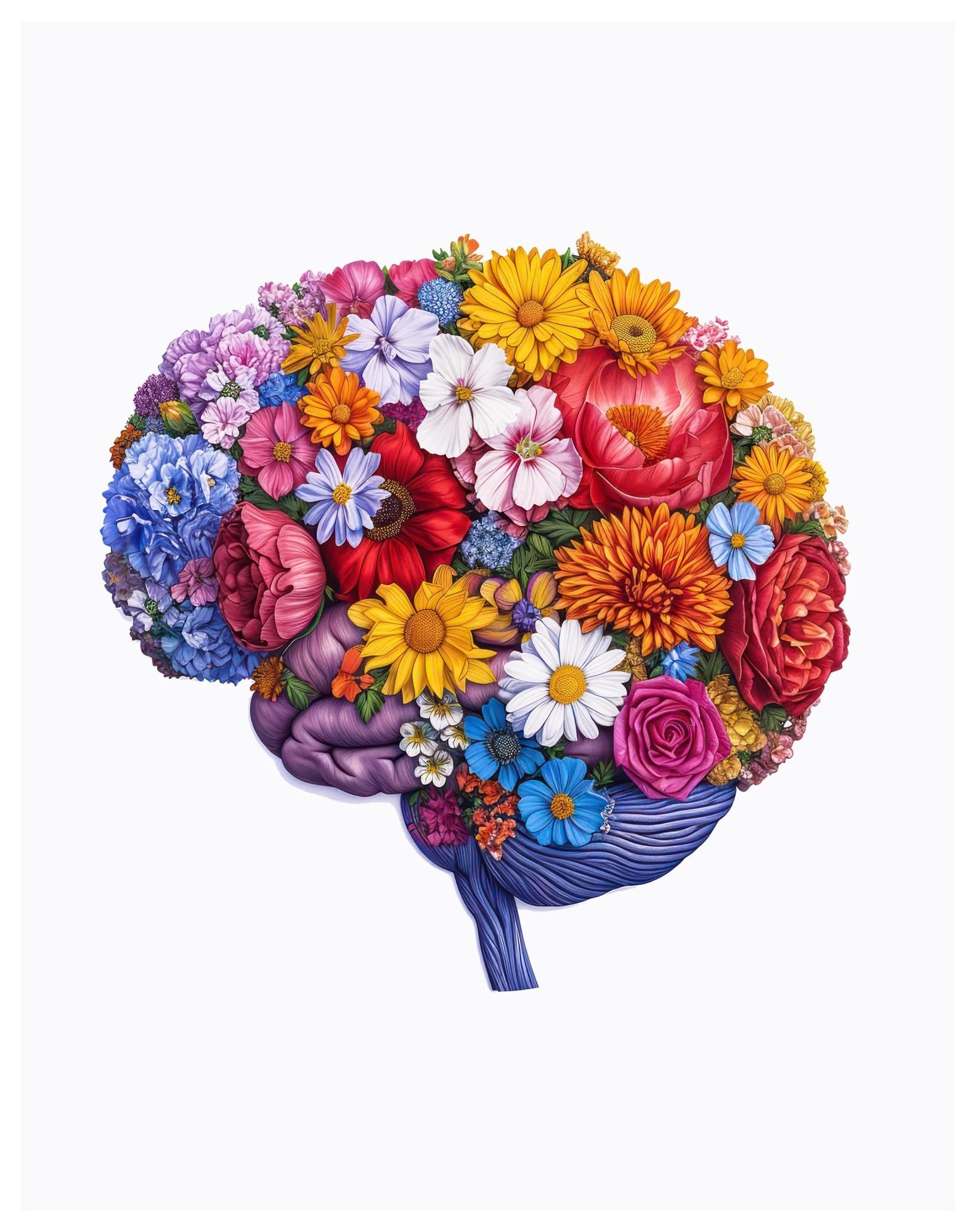 Affiches Médicales Cerveau Fleurs pour Décoration de Maison