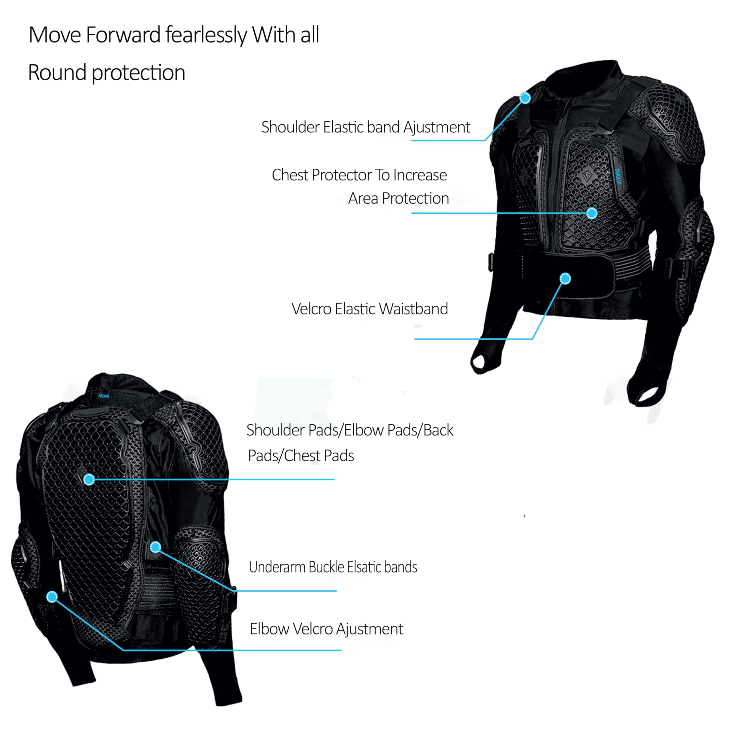 NIKAVI M24 Motorcycle Rider Jacket for Men – Waterproof, CE Armor Protection, Breathable Mesh, Protective Gear CE Pads– Safety Jacket for Bike's - Off-Road, Racing & Adventure Use for All Season 1