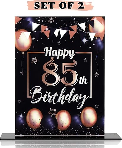 Miniatura 8 de LINGTEER Happy 11th Birthday Decorations, 2Pcs Black&Gold Stand Print Acrylic Table Centerpieces Backdrop Board- Cheers to 11 Years Old Fun Birthday