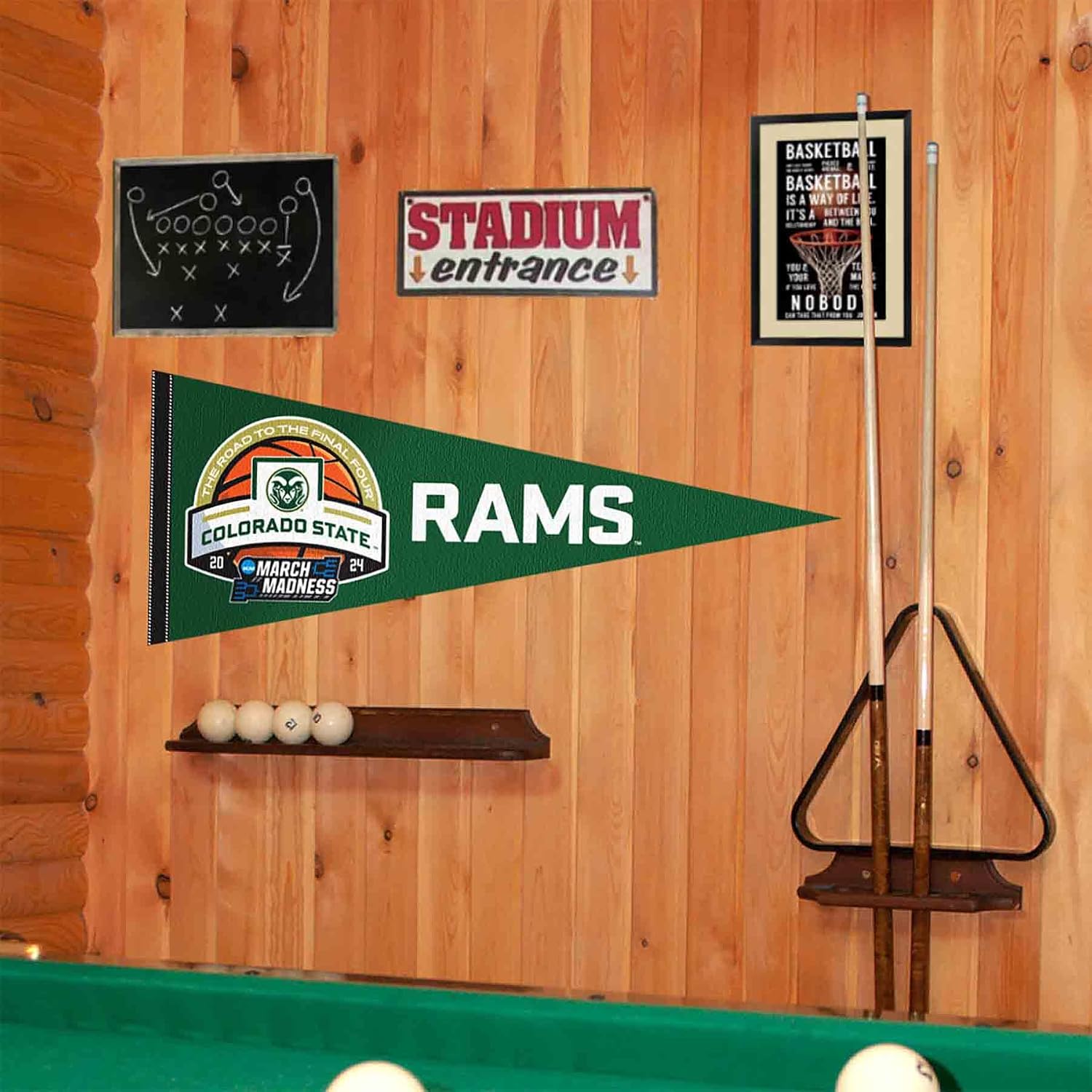Colorado State University 2024 March Basketball Madness Pennant Banner Flag