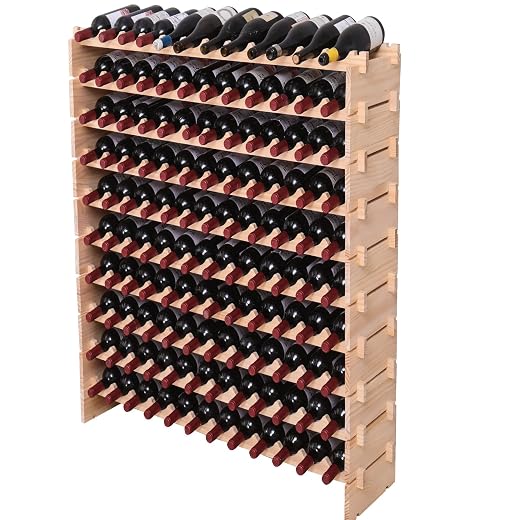 Wood Stackable Storage Modular Wine Rack Cabinet 120 Bottle freestanding Floor Wine Bottle Holder Display Shelves