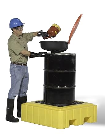 UltraTech 9607 Premier Polyethylene Ultra-Spill Pallet P1 Plus with Drain, 800 lbs Capacity, Yellow