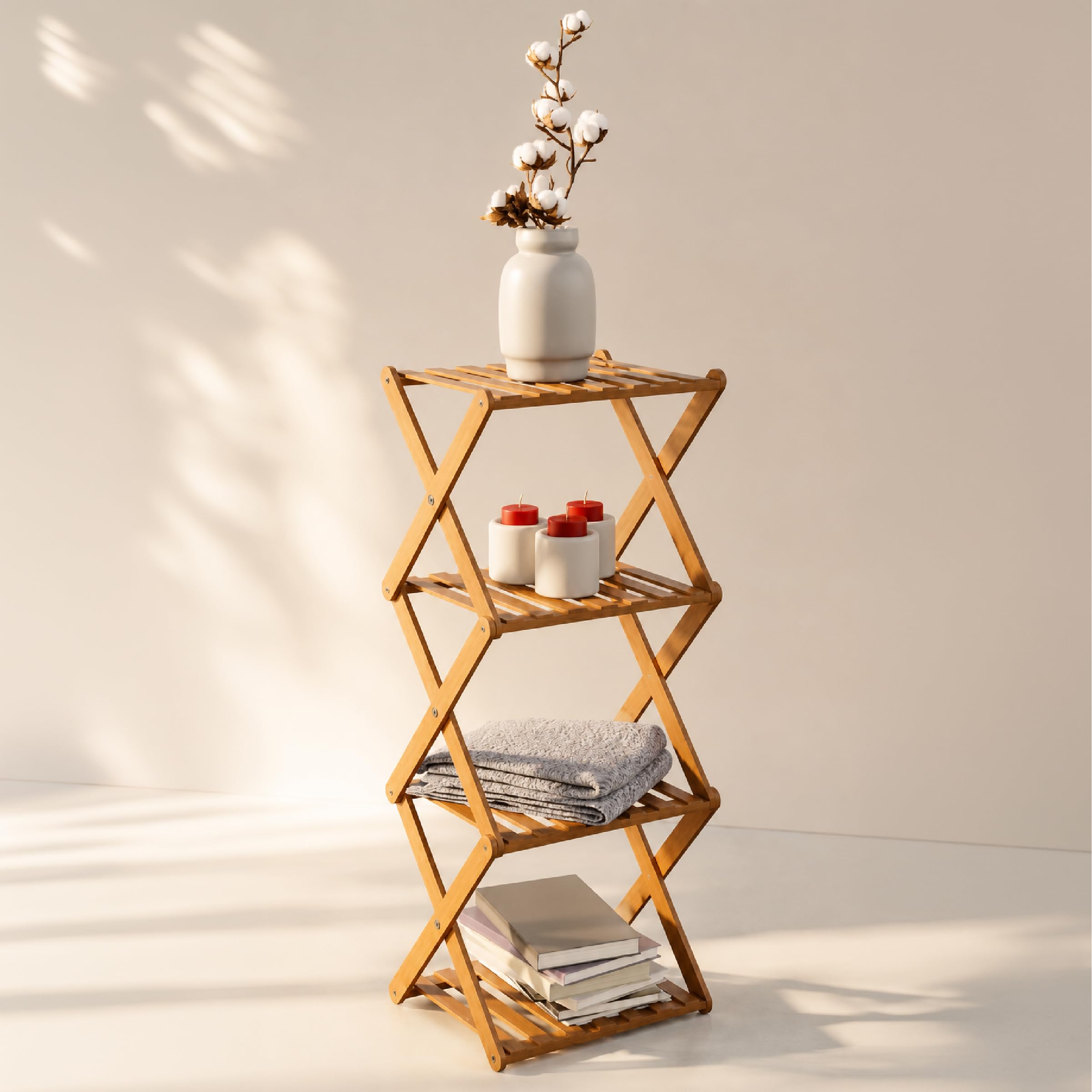 Lifelong Organiser | 4-Tier Bamboo Stand, Storage Rack, Perfume Shelf & Water-Resistant Tray for Toiletries | Elegant & Functional Storage Solution for Table & Office Accessories-image-14