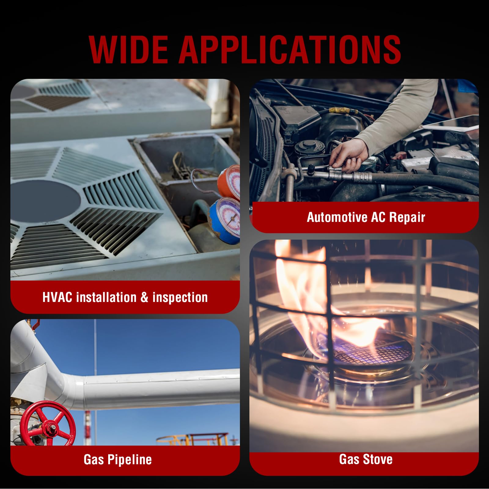 WJL-6000PRO - Detector de gas natural combustible, detector de fugas de gas natural, HVAC con alarma audible y visual, comprobación de fugas combustibles como propano, metano, butano para el hogar