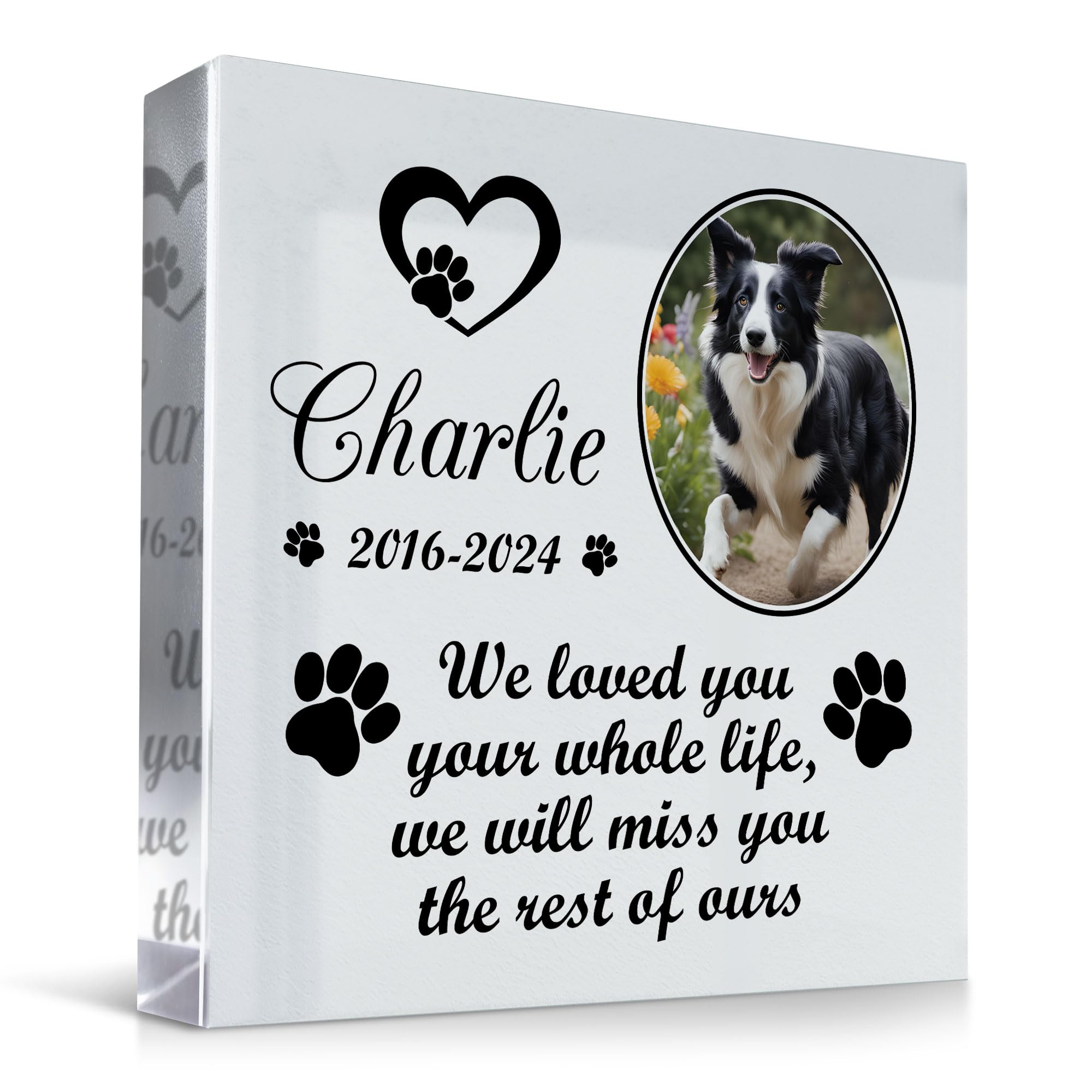 RED OCEAN Personalised Dog Memorial Gifts Custom Pet Memorial Plaques Pet Bereavement Gifts with Any Photo & Name Natural Slate Grave Plaque Gifts for Loss of Dog Cat Pet Puppy (Design 3)