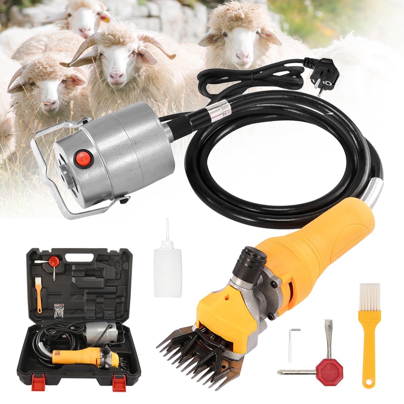 Esquiladora De Ovejas, 1000W Esquiladora Profesional De Ovejas Con Motor De Alta Potencia Y Cable De AlimentacióN 5m Esquiladora EléCtrica De Ovejas 13 Dientes 2400 Rpm Para Ovejas Cabras Y Alpacas