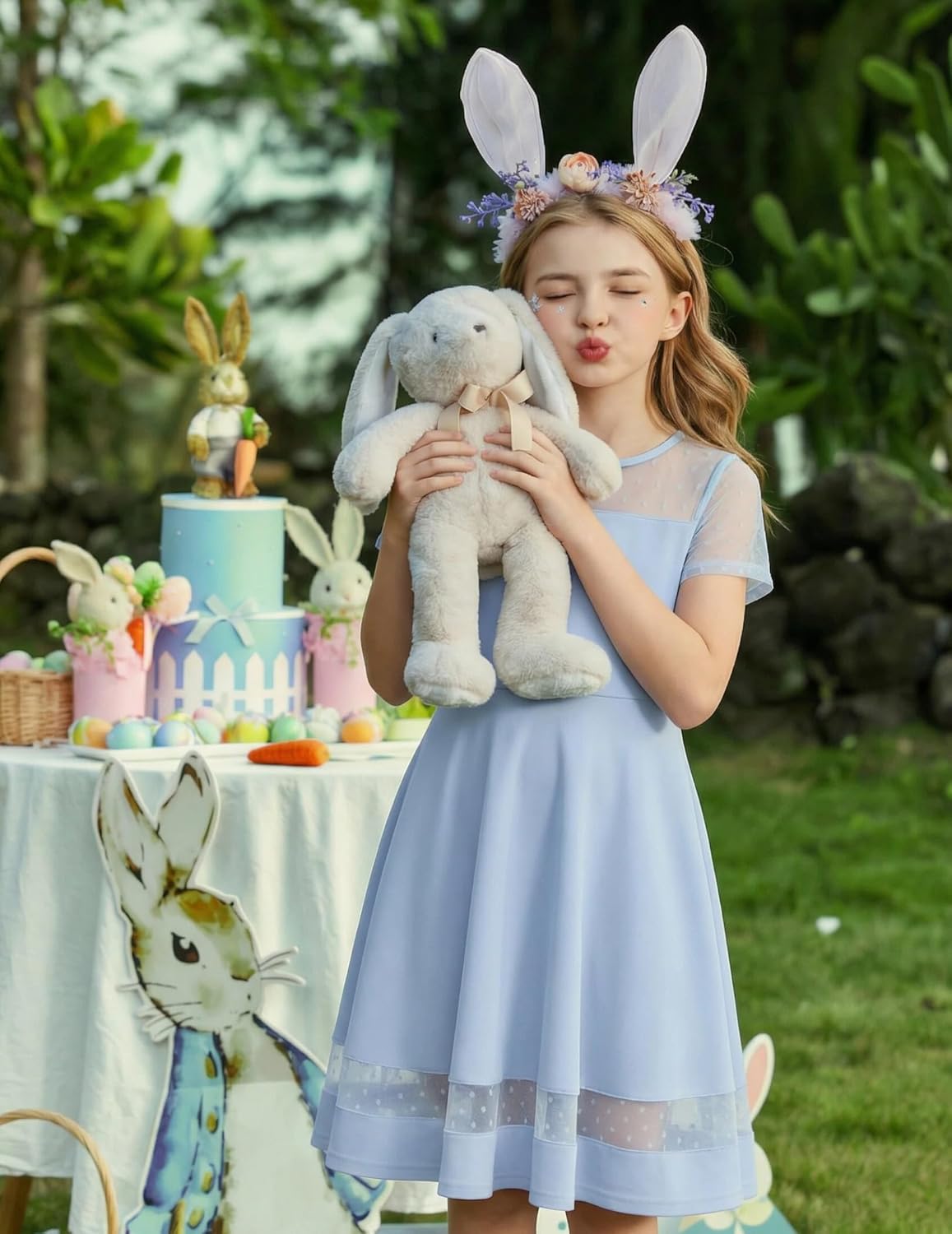 Arshiner Tween Girls Dress Formal Contrast Mesh Short Sleeve A Line Party Dresses with Pockets for 5-12 Years - Image 2