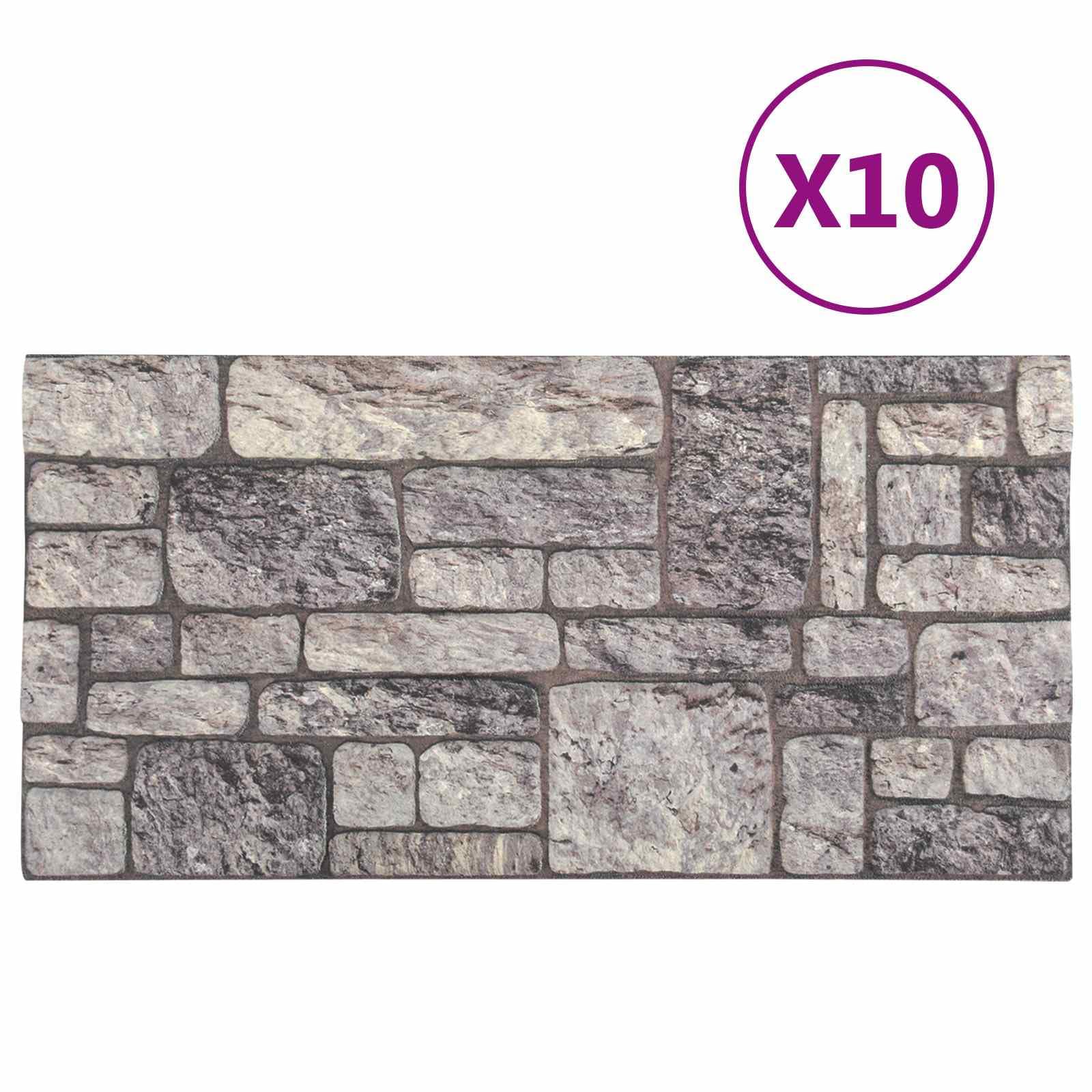 Paneles de pared (10 unidades, espuma EPS, 100 x 50 cm), color gris y