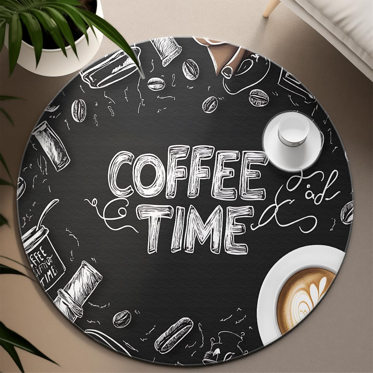 Kaffeekreis-Teppich 200cm Runde Innentürmatte