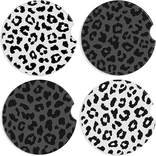 Miniatura 6 de Boao 4 piezas de posavasos para portavasos de coche, posavasos de cerámica absorbentes de 6.5 cm, base antideslizante universal con muesca para el