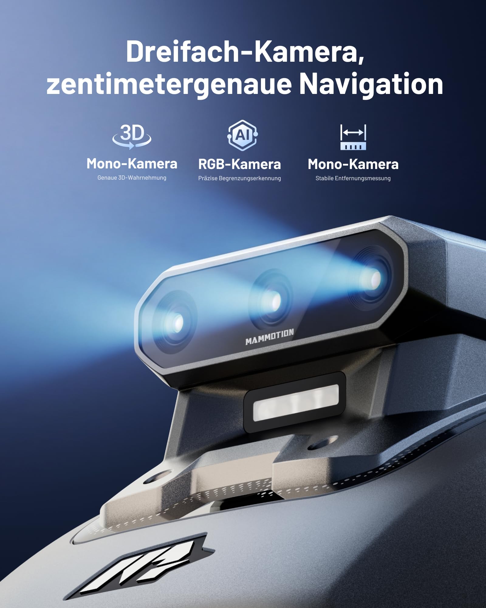 MAMMOTION YUKA mini 2 500 Mähroboter ohne Begrenzungskabel, Garten bis 500m², Kein RTK, Kein Signalabbruch, KI TrueVision-Navigation, Auto-Mehrzonen-Kartierung, DropMow, 45% Steigung, 4,5Ah-Akku - 3
