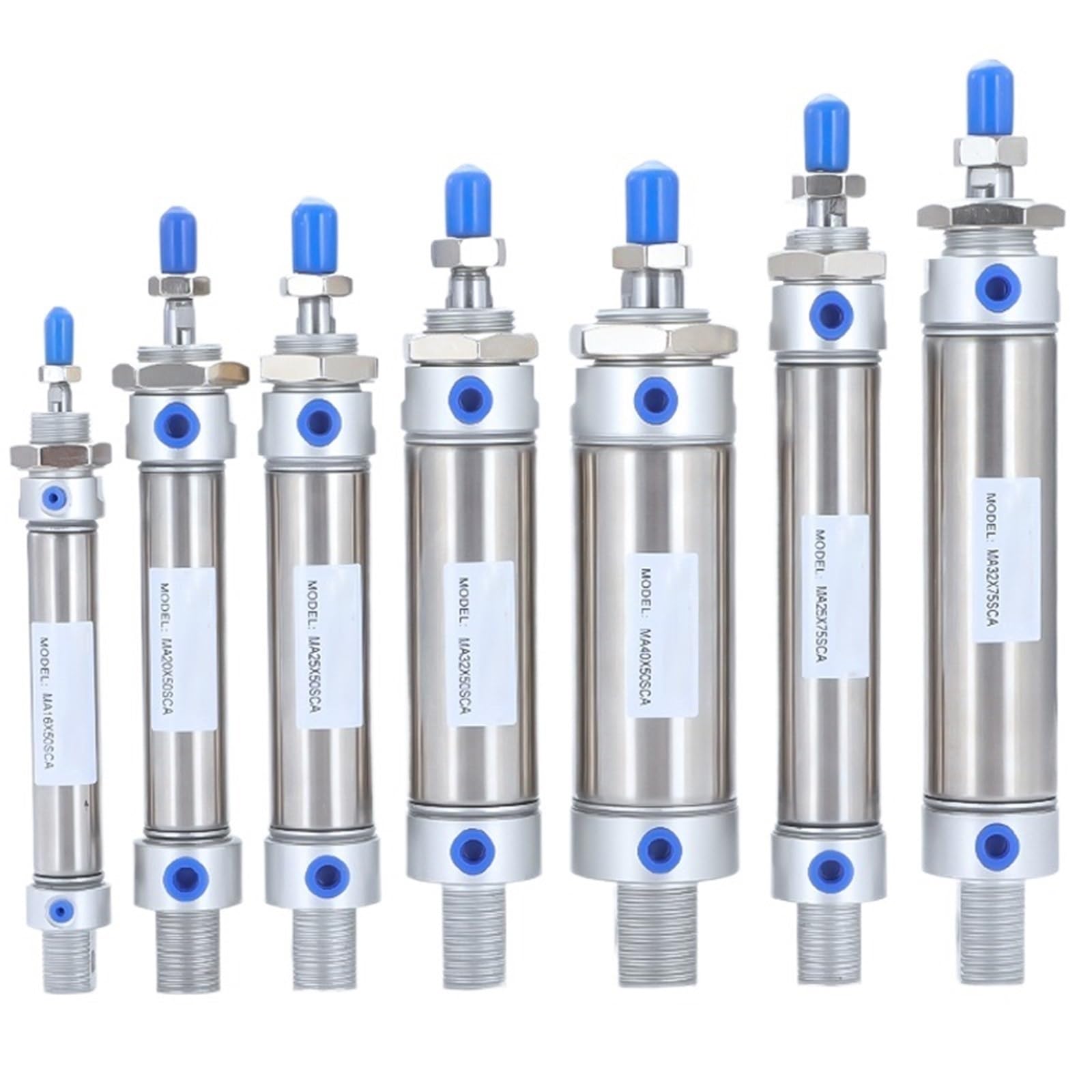 Vérin pneumatique double action en acier inoxydable alésage 20mm course 100mm