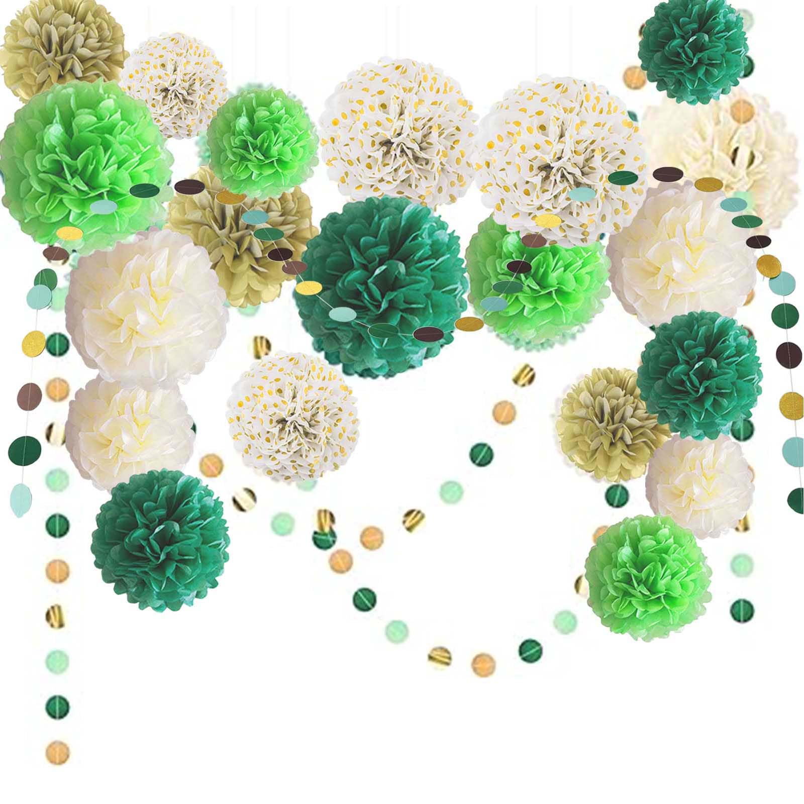Décorations Mariage Bohème YBwanli - Lampions Et Pompons Papier - Set Poétique Pour Fête Champêtre
