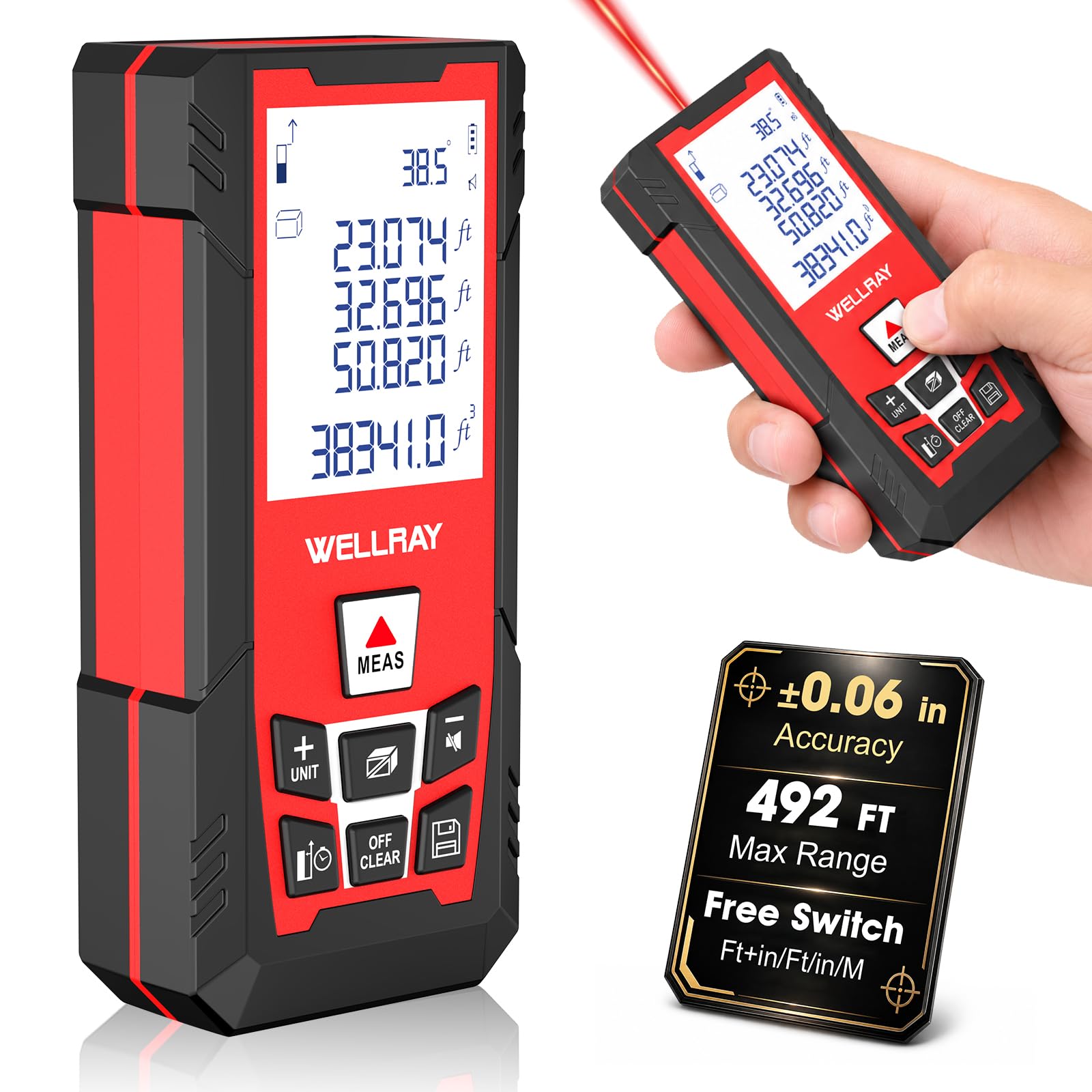 Laser Measuring Tool, 150M/492Ft Laser Measure Tool with ±3MM Accuracy, IP54 Laser Distance Meters with Multiple Measurement Mode for Architect Contractor, Laser Measurement Tool for Father Husband