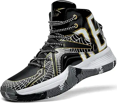 ASHION Unisex Kids Basketball Shoes Air Boys Girls High Top Sneakers Breathable Outdoor Cushioning Athletic Shoes