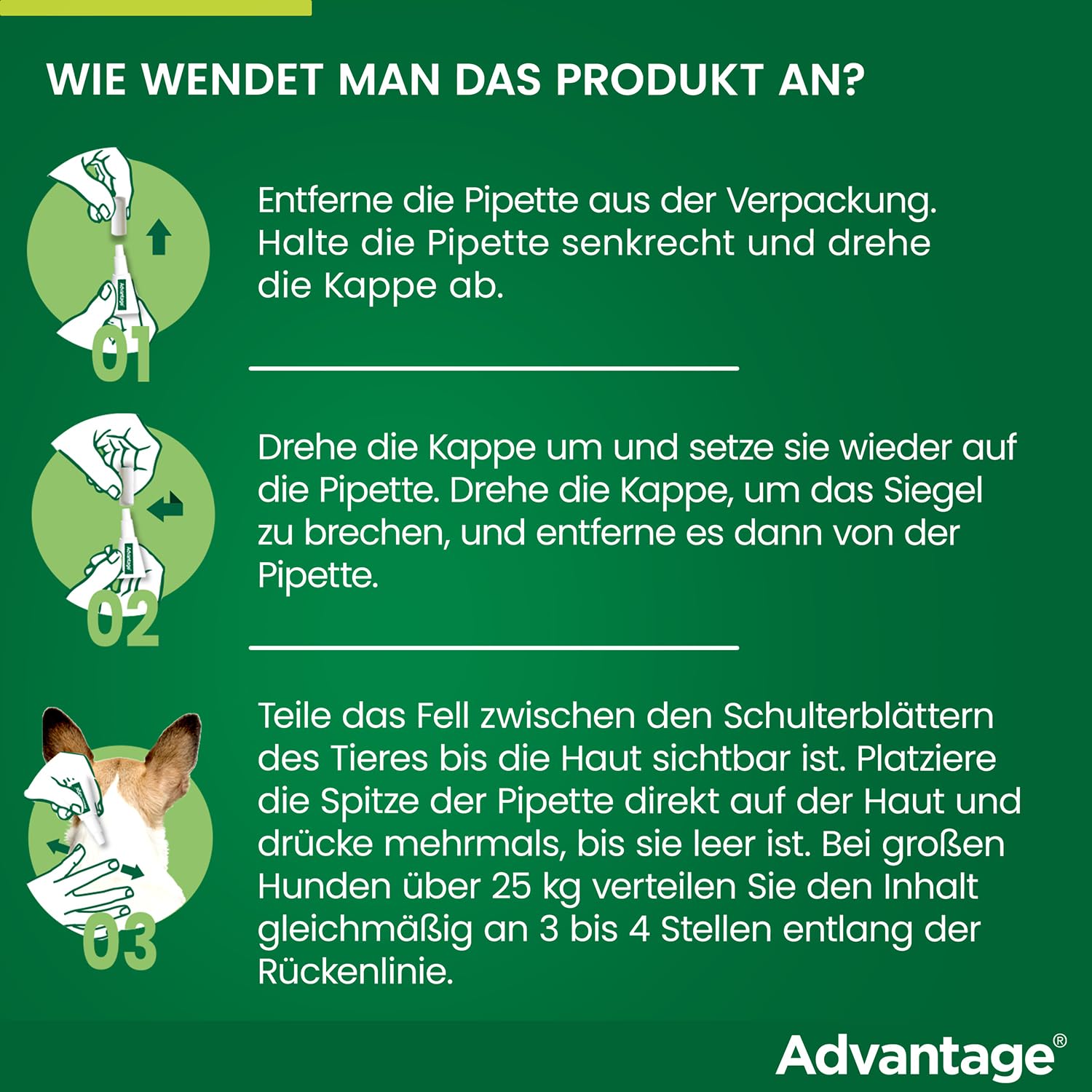 Advantage Spot On für Hunde 400 mg (25-40 kg), gegen Flöhe, 4 Pipetten | Schnelle Hilfe bei Flöhen: Wirkt bei Kontakt ohne Stich. Schützt deinen Hund & dein Zuhause. Einfache Anwendung im Nacken.