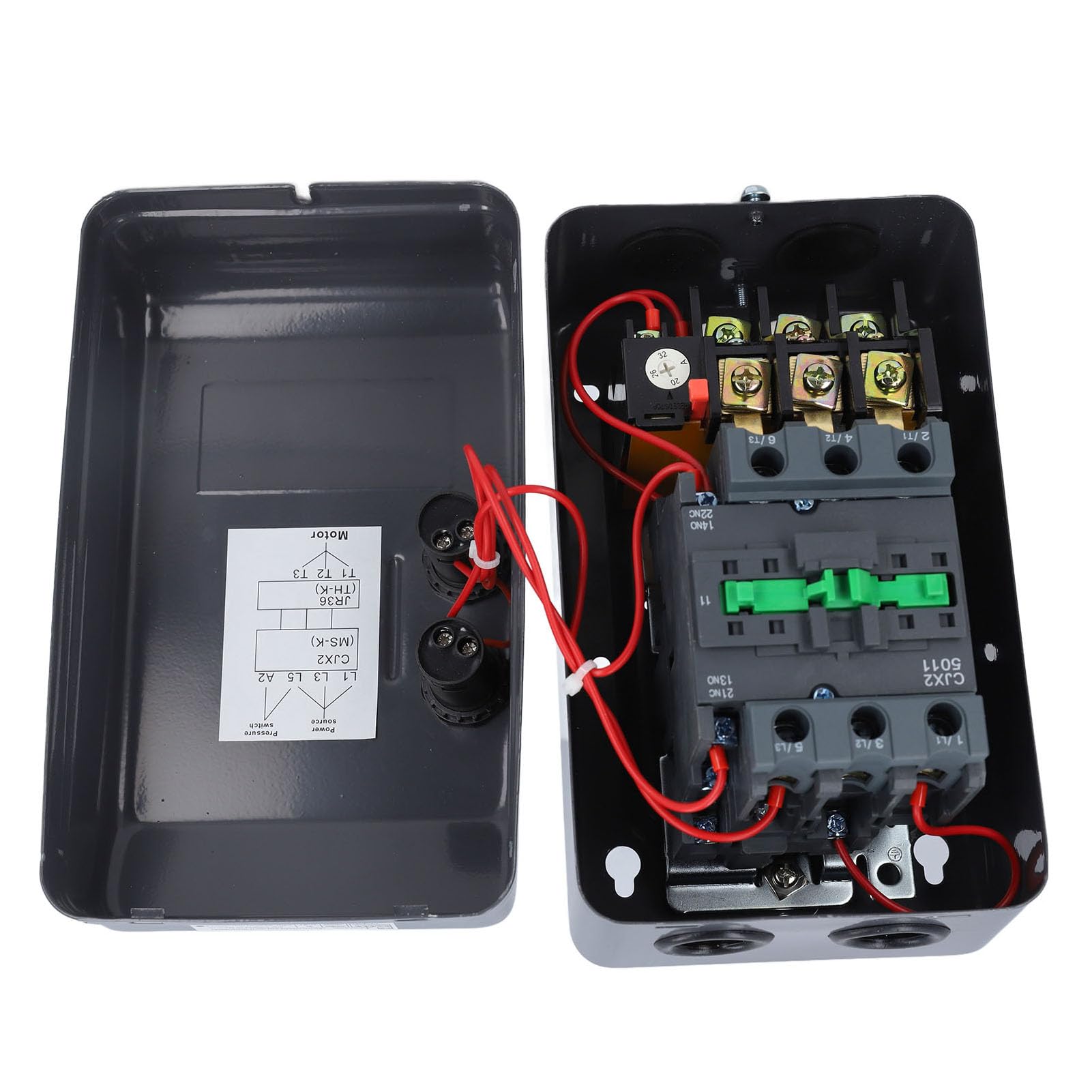 Arrancador de Motor Magnético Trifásico de 380 V, Interruptor de Control de Motor Eléctrico de 11 KW con Protector de Sobrecarga, para Aplicaciones de Compresor de Aire, Adecuado