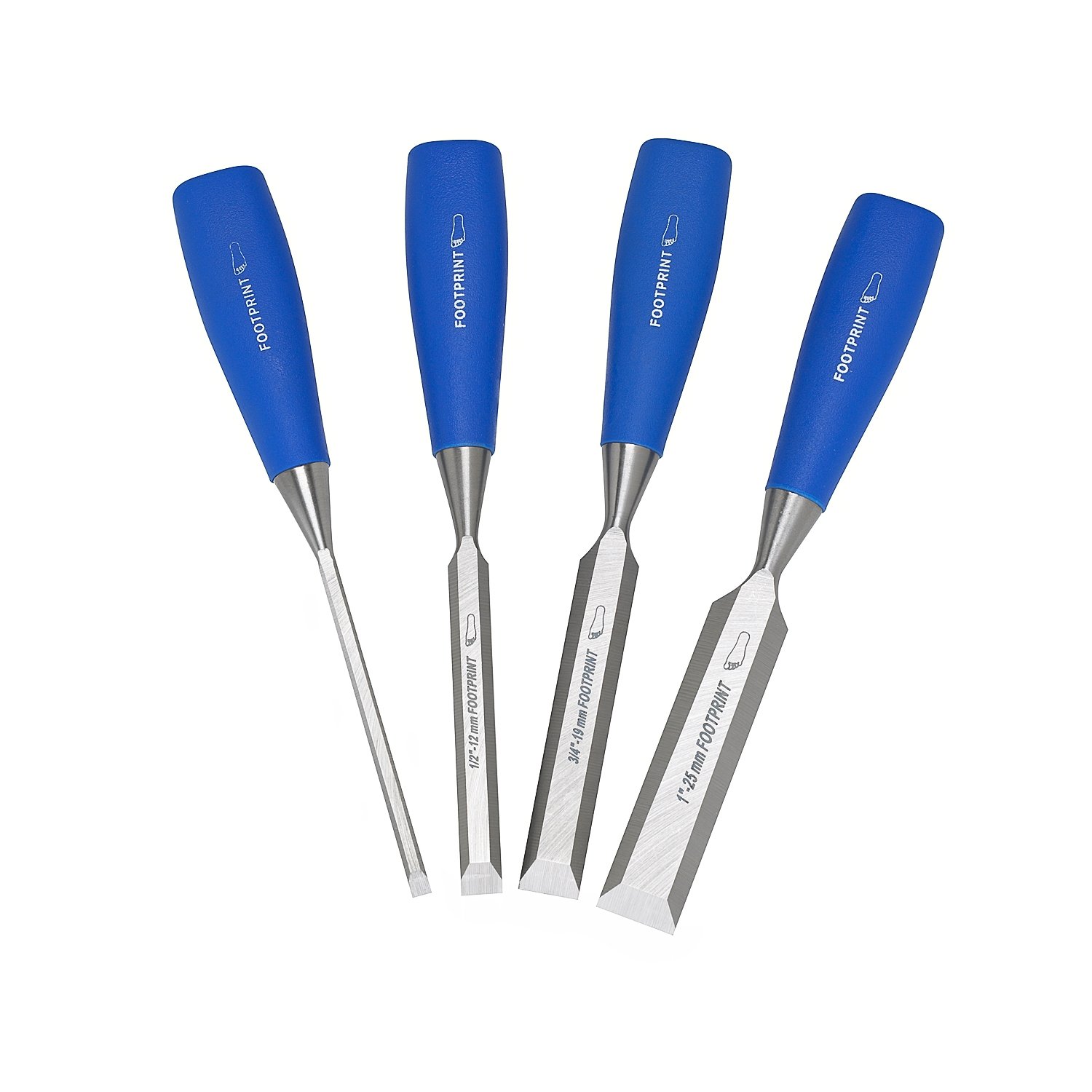 Footprint 87 Series 127142 Set of 4 Blue Poly Handle Chisels 1/4-Inch, 1/2-Inch, 3/4-Inch, 1-Inch