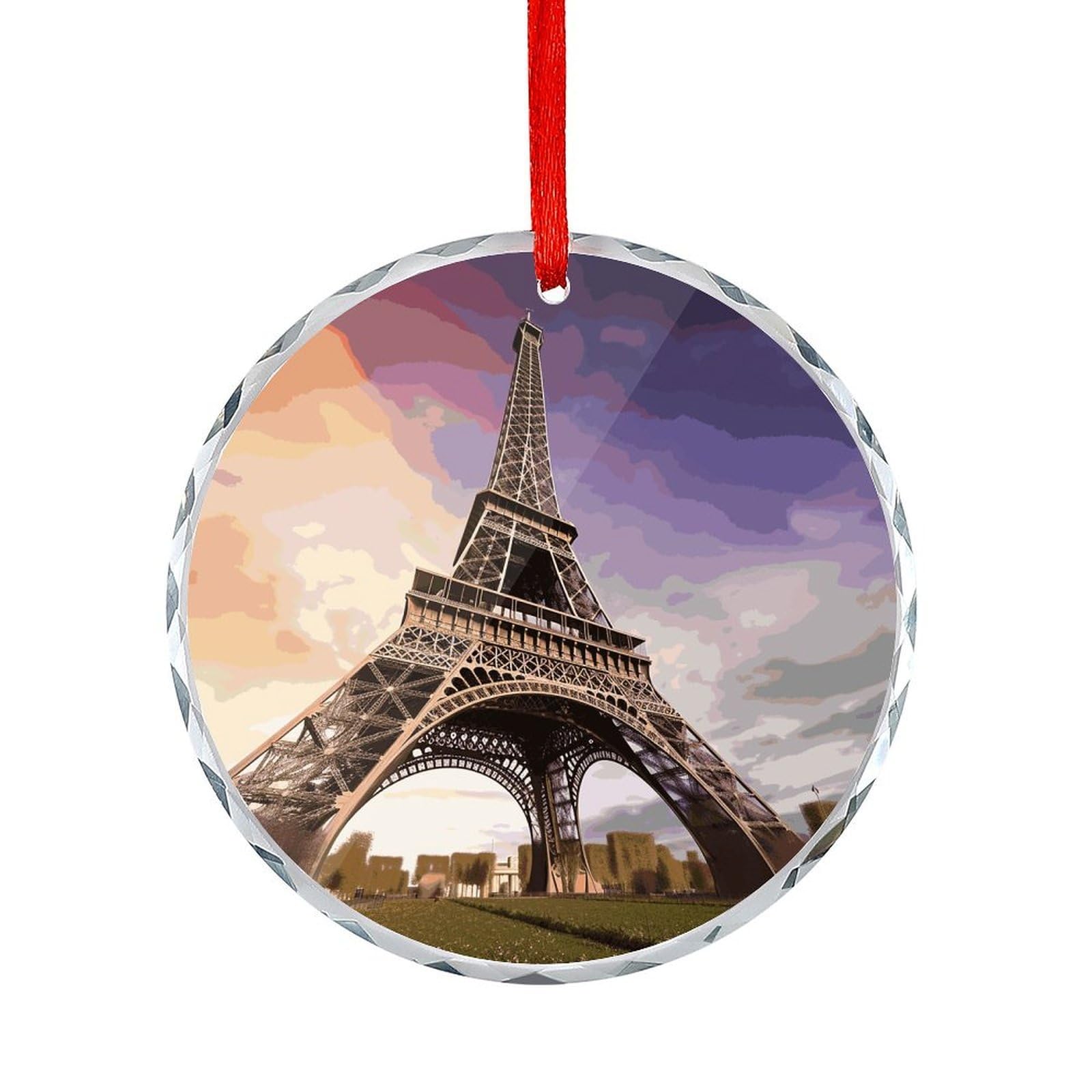 Fodpand Women's Style Eiffel Tower2 Round Glass Ornament Keepsake Gift Exchange Ideas Car Decor,Christmas Ornaments For Tree Window Garden Ornaments