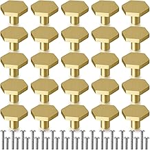 Ferraycle 25Pcs 1'' Solid Knobs Shoe Cabinets Knob and Pulls Cabinet Handles Metal Dresser Handles Modern Decorative Hardware for Cabinets Door Kitchen with Screws (Hexagon)