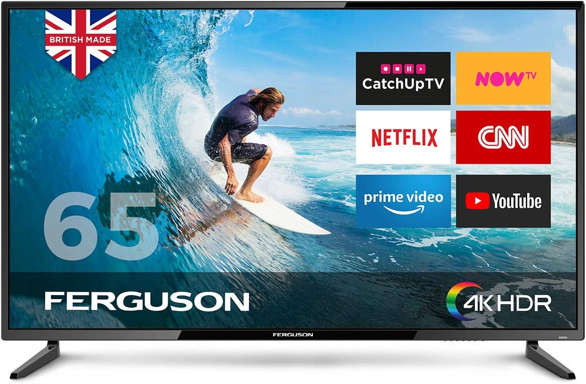 FERGUSON 65" 4K UHD Smart LED TV - 4 x HDMI, 2 x USB - Kodi, Netflix, Prime, BT Sport and More - British Manufacturer - F65SFS4K