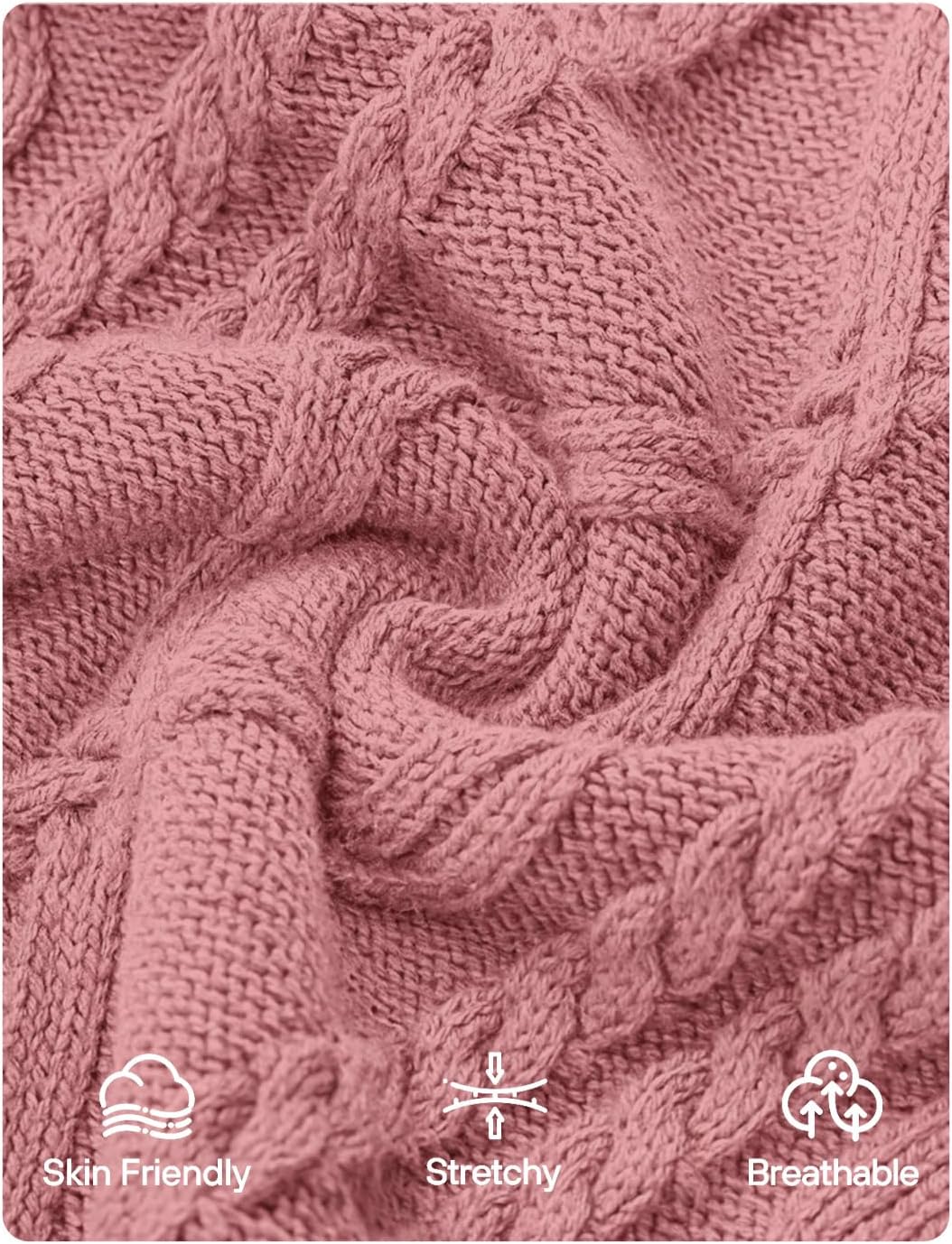 ZESICA Women's Spring Oversized Sweaters 2026 Casual Long Sleeve V Neck Cable Knit Trendy Pullover Tops - Image 6