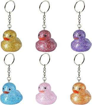 6Pcs Mini Rubber Duck Keychains, Cute Keychains Bulk