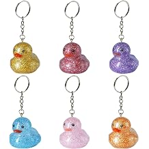 6Pcs Mini Rubber Duck Keychains - Adorably Squeaky Ducks in Bulk for Party Favors, Gifts, and Backpack Decorations - Cute Keychains Bulk